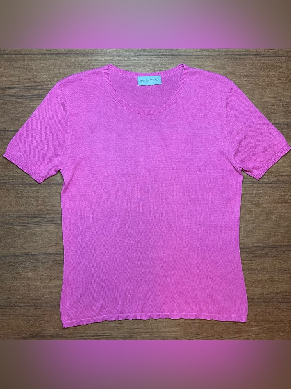 Draper's & Damon's Pink Silk Cotton Blend Short Sleeve Knit Sweater Size S